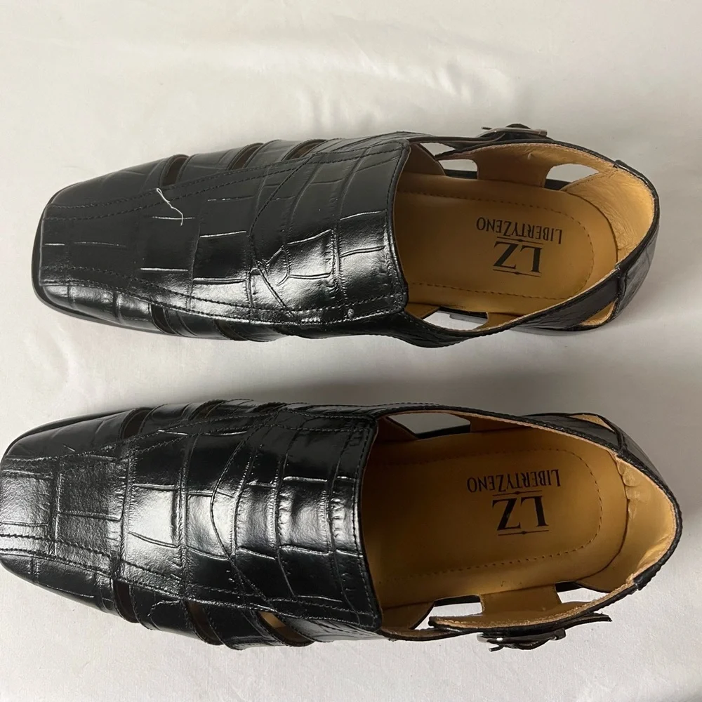 Liberty Zeno Men’s Black Dressy Loafers with Glossy Leather Finish, Size 13, New